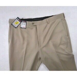 Roundtree Yorke Mens New Travel Smart Pants Khakis Waist 42 X 29 Inseam Khaki